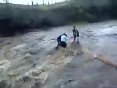 WCGW A family gets swept away at a waterfall after the water rose suddenly.