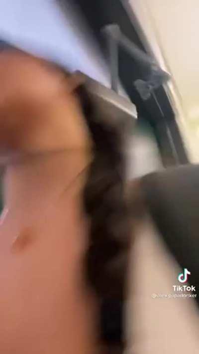 Walking in a low cut shirt with huge knockers