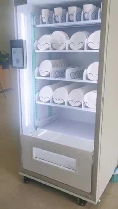 At a crockery vending machine