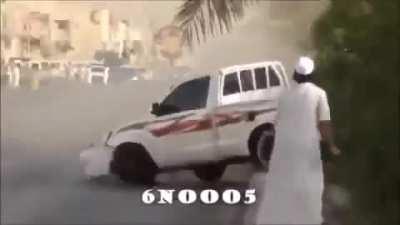 Truck driver fooling around nearly hits onlooker’s