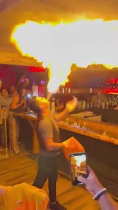 The FIRE BREATHING BARTENDER !!!