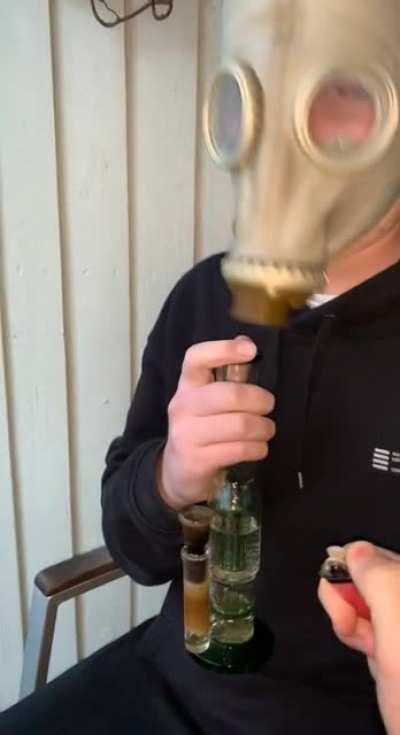 New purpose for this WW2-style gas mask, my friend bought a few years ago