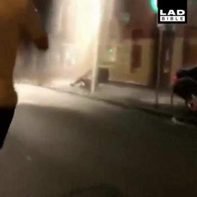 Guy tries playing with water pressure