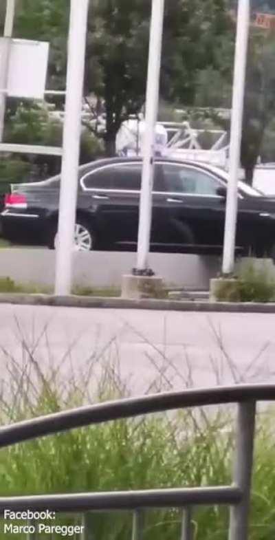 Teens taking their BMW for a spin, panic ensues. Austria, Vomp.