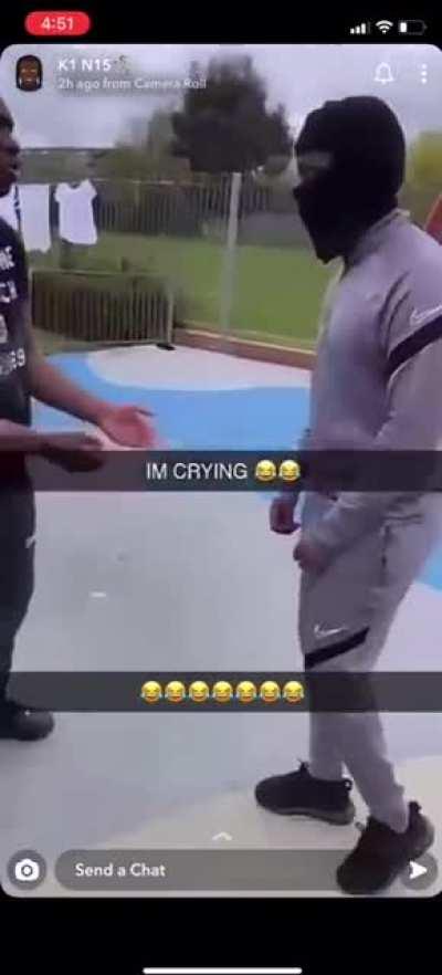 short fight but the leg sweep is funny as fuck