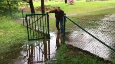 Trying to keep my shoes dry...