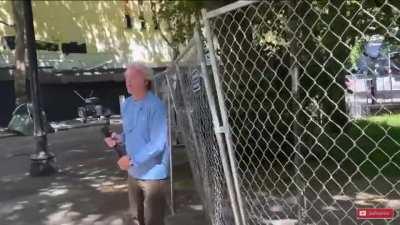 A man with a long knife chases a man and tries to stab him in downtown Portland