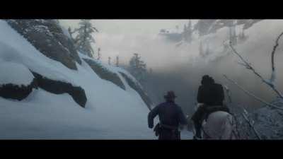 I got off the horse by accident right before a cutscene in red dead