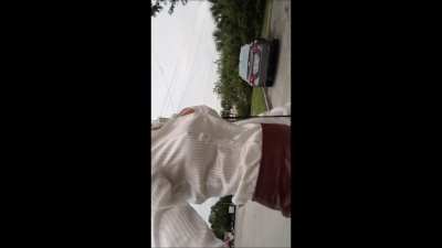 Satin top braless going into the store