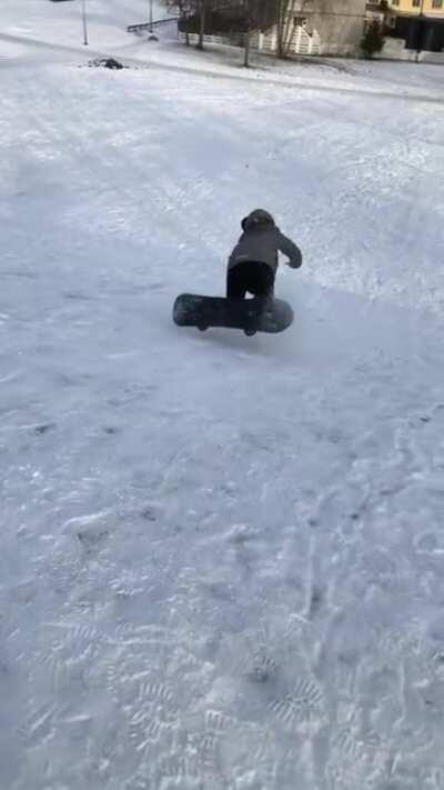 WCGW trying to do a 180 ur first time on a snowboard.
