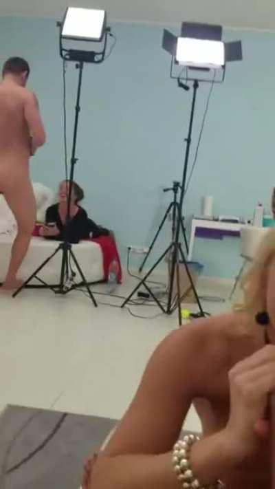 Everyone having some fun on set