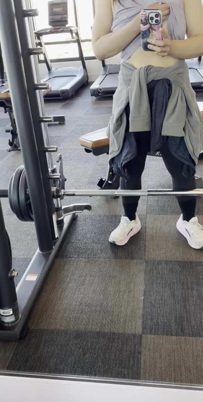 Doing a heavy set of titty reveals at the gym