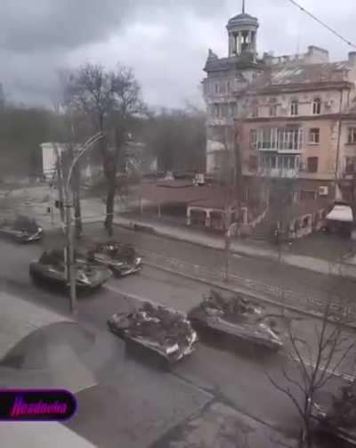 Russian military armoured vehicles in city of Kherson. Wednesday, 2nd March. 14:20