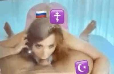 Orthodoxe Christian woman in Russia with Islamic Chechen master