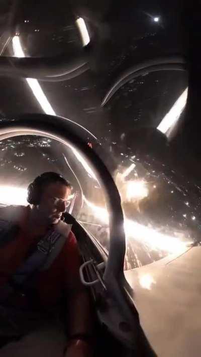 Fireworks show view from cockpit looks like Star Wars lol