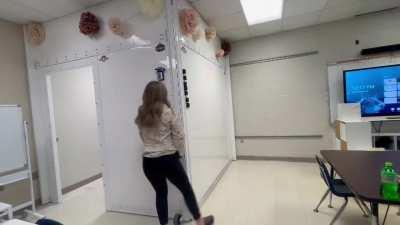 A bulletproof room installed in a school in the United States.