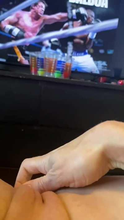 She got a launcher over there