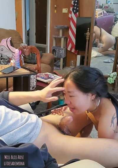 he holds me down on his cock to take it deep