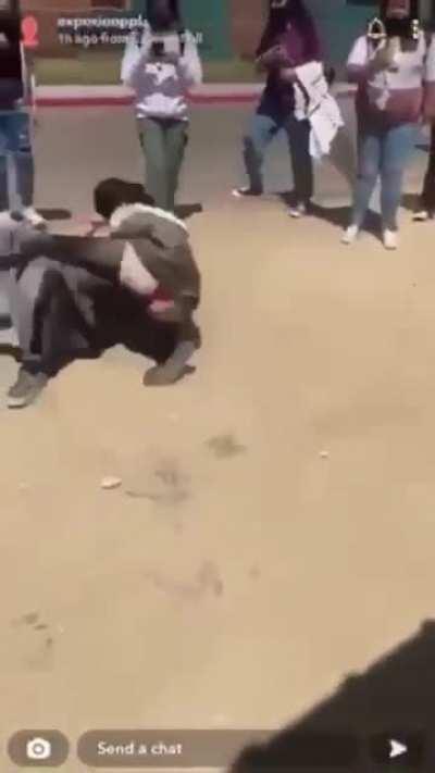 guy gets his ass beat by a girl thats half his weight