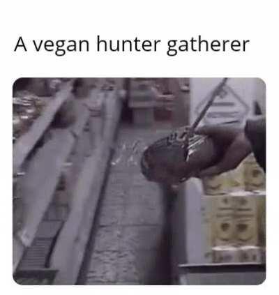 The person hunts the vegan food