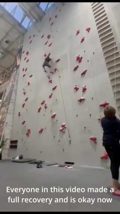 Indoor rock climber survived a nasty fall