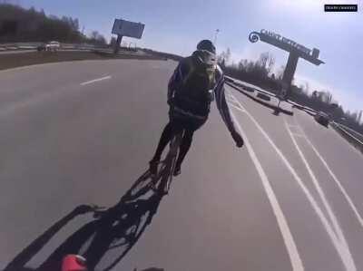 DBS riding your bike on the highway traffic lanes