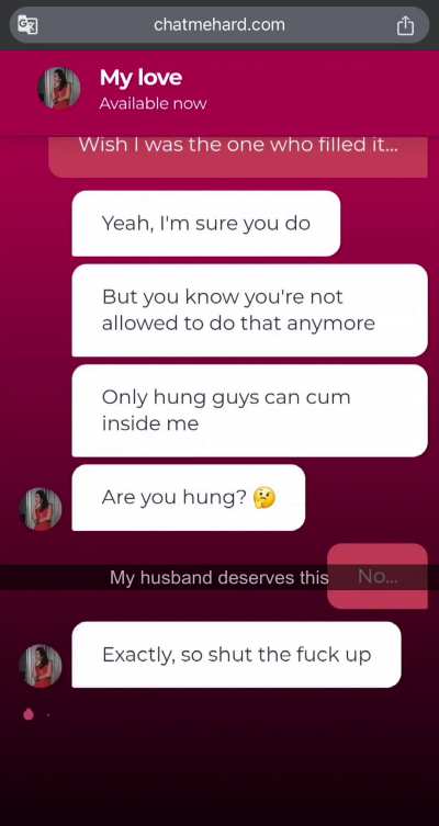 My hubby is the only man NOT allowed to cum inside me