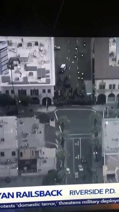 Riot Line Cops Damage Residence Parked Car