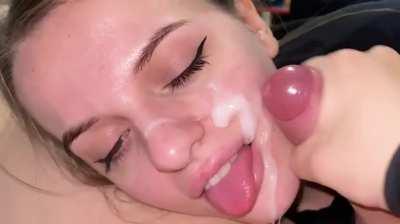 He uses her Beautiful Face to drop His Load 💦🥵