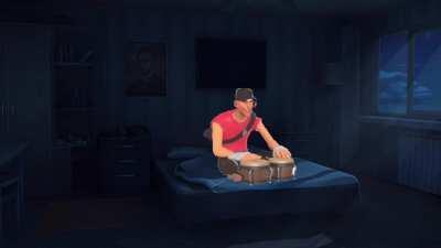 Scout from TF2 plays the drum part from 070 Shake’s “Divorce” in your room while your parents argue downstairs [ASMR]