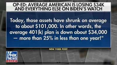Under Biden, the average 401k plan is down 