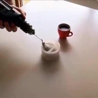 WCGW putting sugar in your coffee with a drill