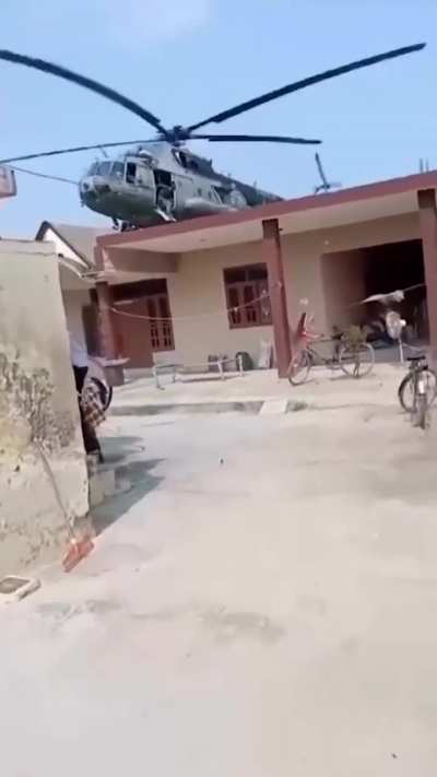A Mil Mi-17 landed on a house :India 