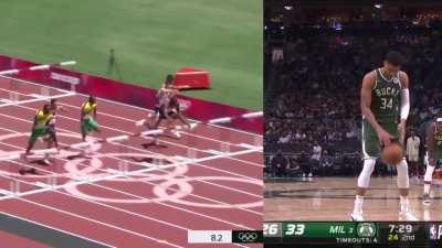 [Highlight] 110mH race finishes before Giannis gets off the freethrow
