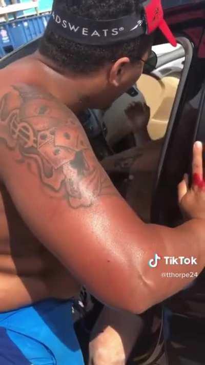 Guy grabs girls butt and this is how her boyfriend reacts.