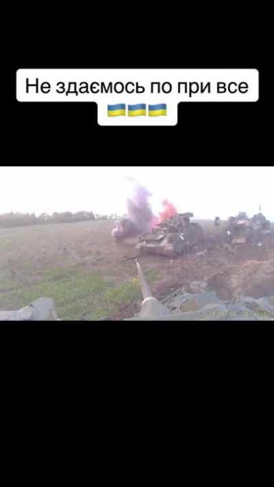 UA POV View from the UA Bradley column that was attacked by RU forces