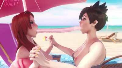 Tracer & Emily Double Dildo Fun, (Guilty3D)
