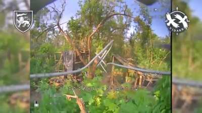 A Ukrainian drone operator spots a Russian UAV and follows it to its landing point. Members of the 