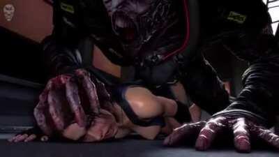 Jill and Nemesis in a tight corridor (HVL)