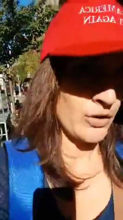 Woman admonishes and heckles an almswoman. She finishes her video with a soliloquy.