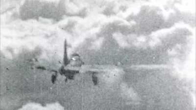 Luftwaffe fighter engages a lone USAAF B-17 Flying Fortress with its gear down in 1944