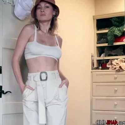 Braless and Showing Cleavage (Slo-Mo)