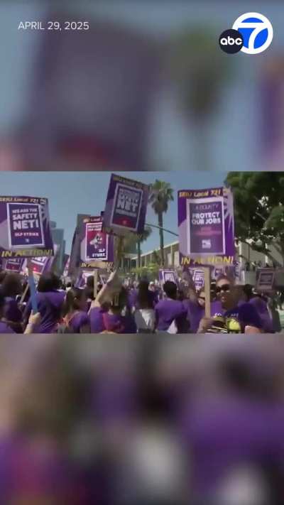 Largest strike in LA history was today - boosted by loss of Federal Grants. 55,000 union members striked and 10,000 marched. SEIU Local 721