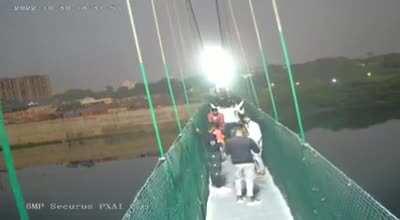 Foot Bridge Collapse in Gujarat, India (Another Angle)