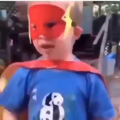 Kid forgot his super power at home.