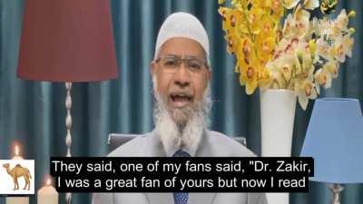 Zakir Naik mentions Muslims not believing him on the camel urine hadiths showing not all Muslims know what's really in their religion