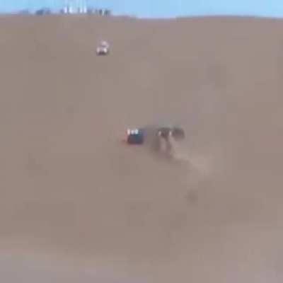 He put out the fire that caught the car with sand....!!