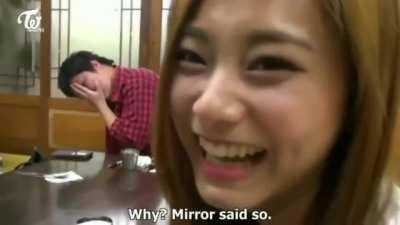 She seen it. Even nayeon cant stop tzuyu for being #1 in beautiful faces last year.