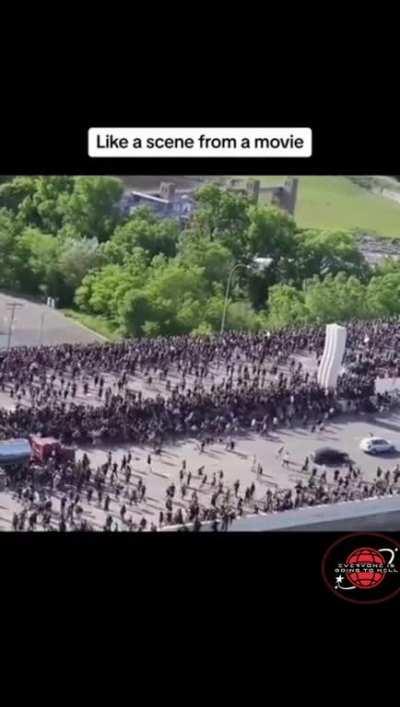 One Semi Truck vs 100's of Protestors On The Freeway