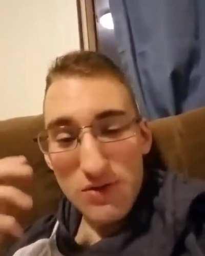 He's pretending he's at a party, the audio was edited in...